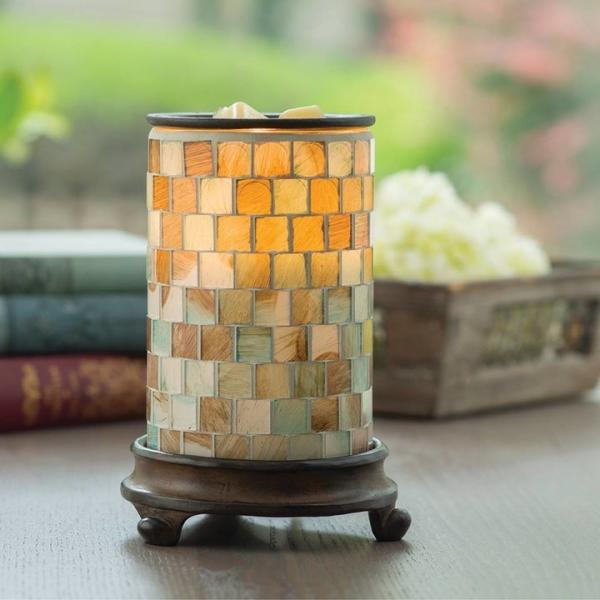 Candle Warmers elektrische Duftlampe - SEA GLAS Mosaik Glas braun-grün